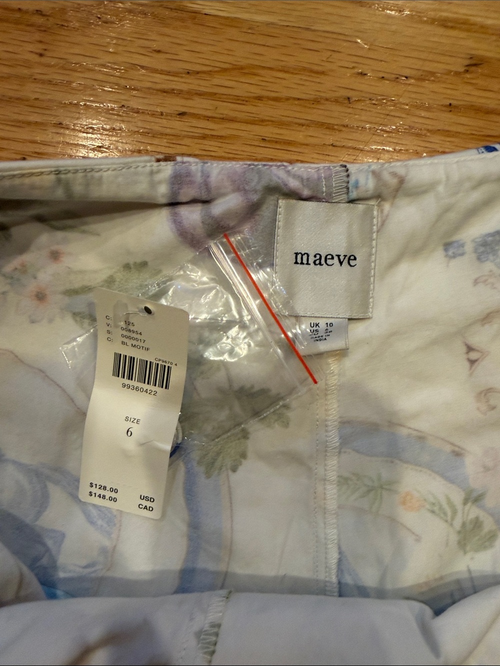 NWT Maeve White Pleated Skort with Blue Porcelain & Floral Print - Picture 4 of 7